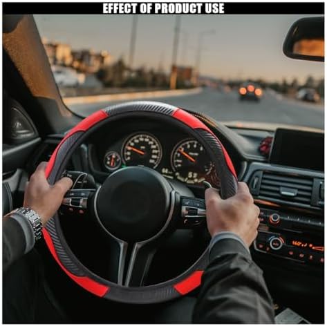 KITUREK 15" Car Steering Wheel Cover, Carbon Fiber Leather - Image 6