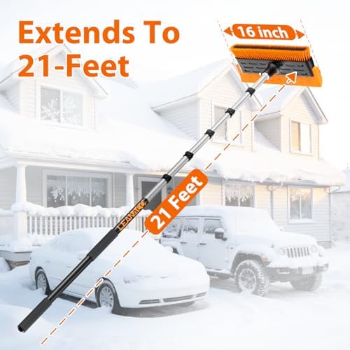 Year-Round Roof Rakes for Snow, Leaves & Moss – 16” No-Scratch Foam Blade & - Image 6