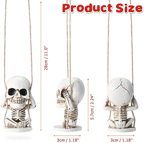Swinging Skull Decor Rear View Mirror Accessories Halloween Decorations - Image 5