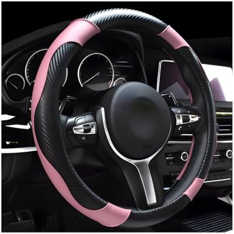 DXNQ Car Steering Wheel Cover, 15 Inch Carbon Fiber Leather Stitching Color by DXNQ