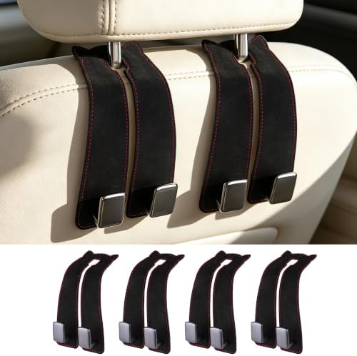 Amooca Car Headrest Hooks 4-Pack Suede Seat Organizer by Amooca
