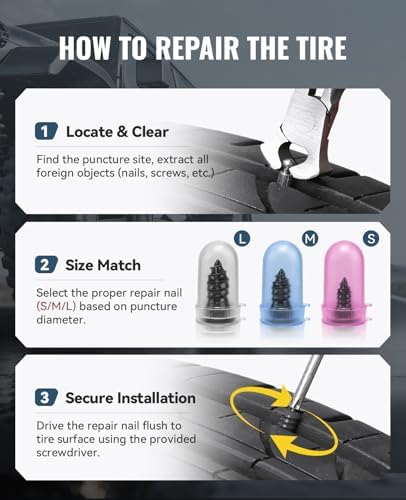AUTOWN Tire Repair Kit with Tire Plug Screw Type, Heavy Duty Emergency Tool - Image 6