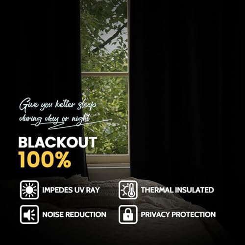 Yakamok Black 100% Blackout Curtains 96 Inches Long - Image 7