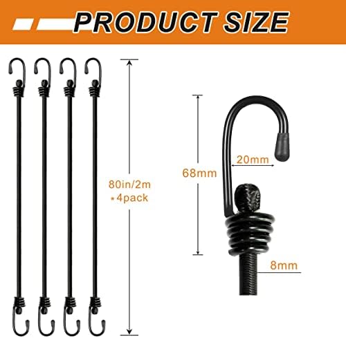 BEXSLE Bungee Cords with Hooks 2m Long, Heavy Duty Outdoor Elastic Bungee Straps - Image 4