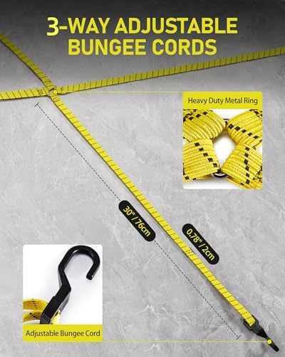 Lucky Straps 4 Pack 3 Way Flat Adjustable Bungee Cords - Image 2