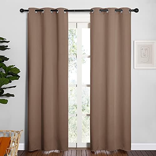 NICETOWN Window Drapes Blackout Curtains, 1 Pair, 34 by 84-inch, Cappuccino - Image 2