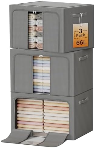 Clothes Storage Bins with Metal Frame, Foldable Clothes Organizers Storage by LeArex