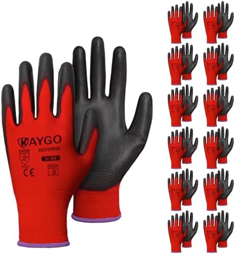 KAYGO Safety Work Gloves for Men Women, PU Coated Palm & Fingers by KAYGO