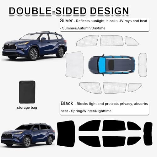 KMF 8pcs Thicken Sun Shades for Toyota Highlander 2020-2025 2026 Accessories - Image 4