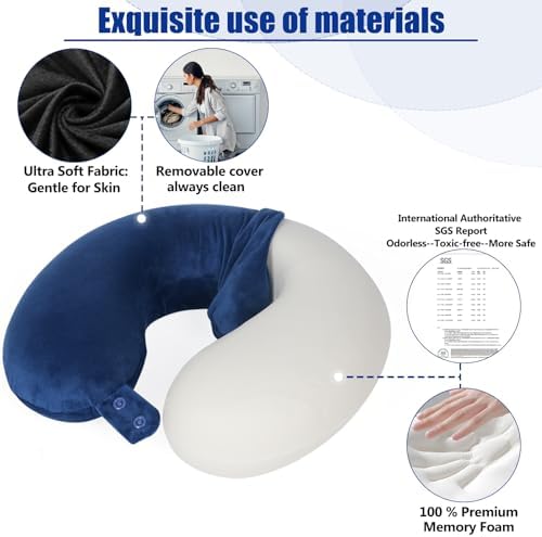 SAIREIDER Travel Pillow 100% Memory Foam Airplanes Neck Pillows -Prevent The - Image 4