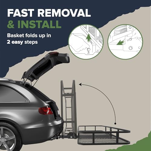 ARKSEN 60" x 23" x 5.5" Folding Hitch Cargo Carrier w/Waterproof Bag&Net - Image 5