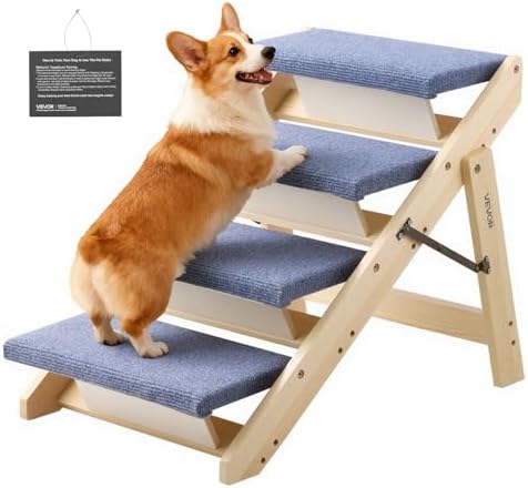 VEVOR Wood Pet Stairs, 4-Step Dog Stairs by VEVOR