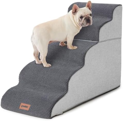 ZOMISIA Dog Stairs Ramp for High Beds Up to 25", 5 Step Pet Stairs Grey by Zomisia