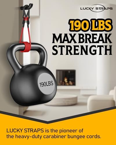 8 Pack 24" Carabiner Bungee Cords Heavy Duty Outdoor, 190 Lb Break Strength - Image 2