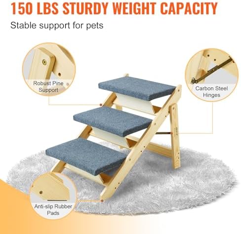 SKYSHALO Wooden Pet Steps, Convertible 2-in-1 Dog Staircase & Ramp - Image 4