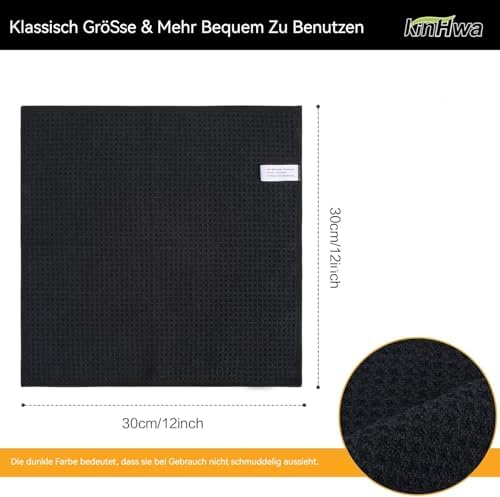 KinHwa Waffle Microfiber Dish Cloths Black Kitchen Towels, Washcloths - Image 3