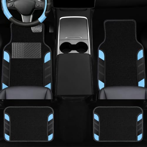 NBTEPEM 10 Pcs Car Floor Mats Full Set & Sport Leather Steering Wheel Cover - Image 4