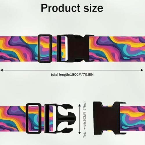 2PC, Colorful Abstract Luggage Strap 1.97 x 70.87 inch Multicolor Wave Pattern - Image 5