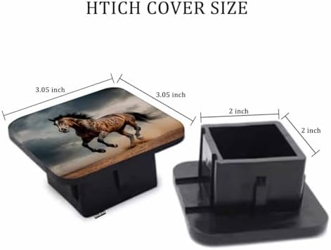 Hitch Receiver Cover Horse, Wild Stallion Horse in Sand Dust 2" Compatible - Image 2