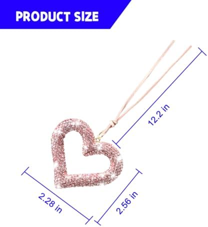 Mandark Crystal Rhinestone Heart Rearview Mirror Pendant - Image 2