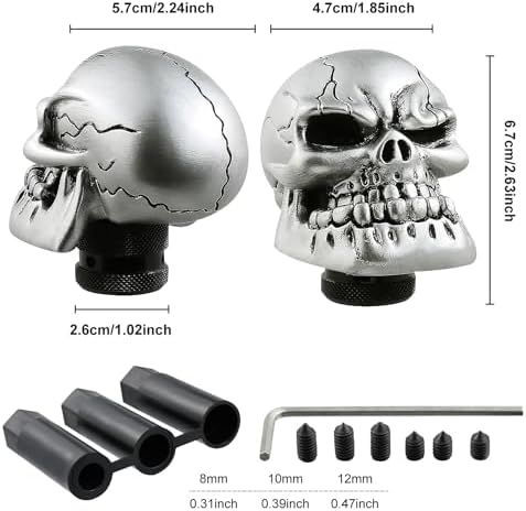 Skull Shift Knob Cars Truck Gear Shifter Stick Handle SUV Silver - Image 3