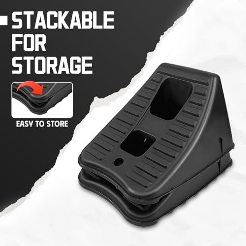 HOXWELL 4 Packs Wheel Chocks for Travel Trailers, Non Slip Black Wheel Chock - Image 2