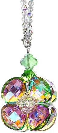 Crystal Four Leaf Clover Car Rear View Mirror Pendant Hanging Ornament by HDHYALINEDORA