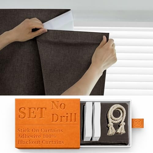 100% Blackout Magic Tape Stick On Curtains Window Shades Pull Down Blackout by Sovtfides