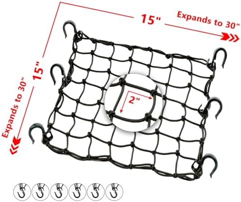 Small Cargo Net with 6 Thicken Hooks, Helmet Net with 2"x2" Small Mesh - Image 6