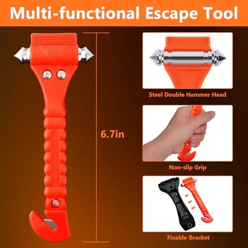 BFXM Car Window Breaker Hammer and Seat Belt Cutter 2-in-1, 3 Packs - Image 2