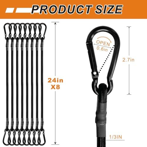 BEXSLE 8 Pcs 24in Bungee Cords - Image 5