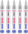 Craiiby Silver Paint Markers, 5 Pack Oil-Based Waterproof Quick Dry Permanent by Craiiby