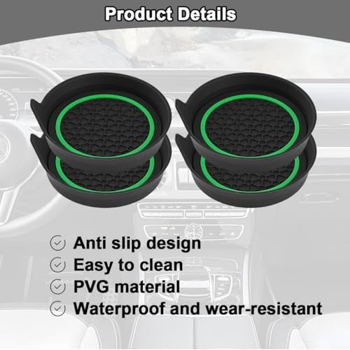 HZEL Car Cup Holder Coasters, Recessed Automotive Drink Mat Decoration - Image 3