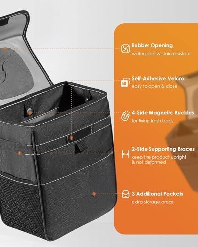 HOTOR Car Trash Can, Leak-Proof Car Organizer - Image 4