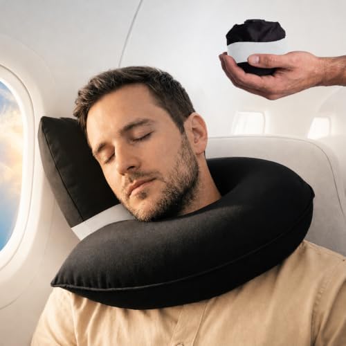 CANDY CANE Inflatable Airplane Travel Pillow, Supports Head, Neck & Chin by CandyCane