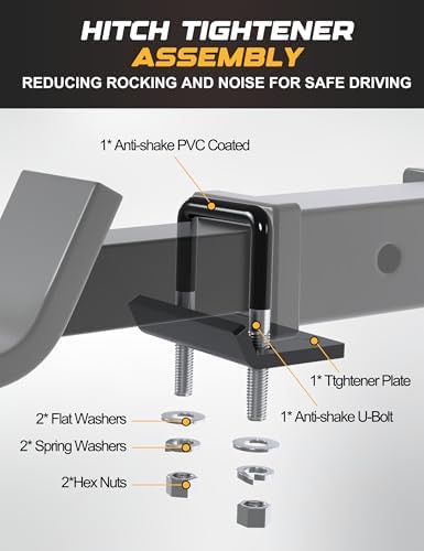 RETRUE Anti Rattle Hitch Tightener 1.25"-2", Rubber Coated Hitch Stabilizer - Image 5