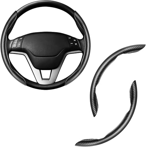 Amiss 2pcs Carbon Fiber Anti-Skid Steering Wheel Cover, Waterproof & Segmented by Amiss