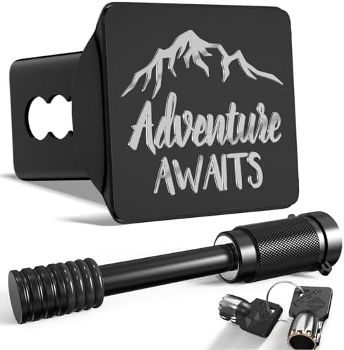 Adventure Awaits Hitch Cover for 2 Inch Receivers by TOEASYTY