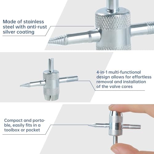 4 Pcs 4-Way Valve Core Removal Tool Stainless Steel Tire Valve Stem Tools - Image 4