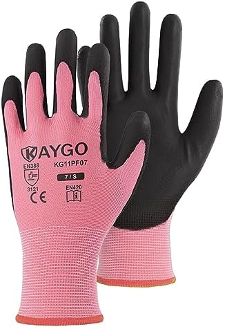 KAYGO Safety Work Gloves for Men Women, PU Coated Palm & Fingers by KAYGO