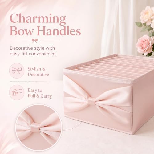 Gerrii 2 Pcs Pink Bow Storage Bins, 13.8" x 9.8" x 7.9" - Image 4
