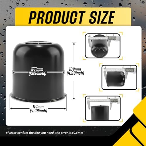 4Pcs 4.25" Stainless Trailer Wheel Center Caps, 4.29" H Matte Black - Image 3