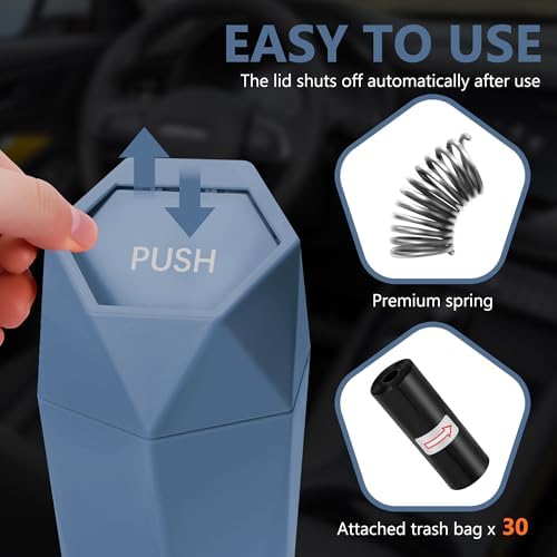 Car Trash Can with Lid, 30 Trash Bags, Dark Blue, 2 Pack - Image 2