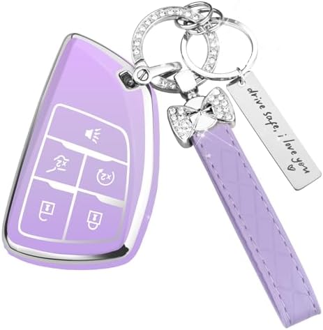 for Chevy Key Fob Cover, 5 Button TPU Protection Case by HEKBRYN