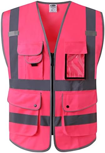 JKSafety Safety Vest for Men Women Reflective Hi Vis JK150 Pink XL by JKSafety