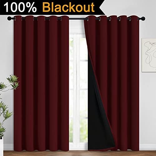 Yakamok 100% Blackout Lined Panels, Room Darkening Thermal Insulated Blackout - Image 2