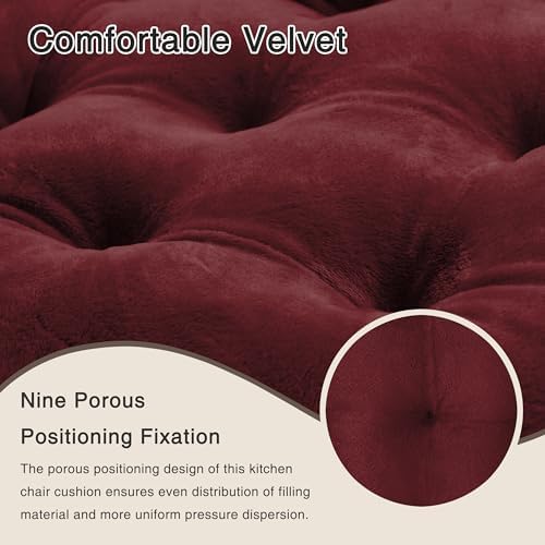 OVOV 4 Pack Chair Cushions for Dining Chairs 15.5"x15.5" Burgundy - Image 4
