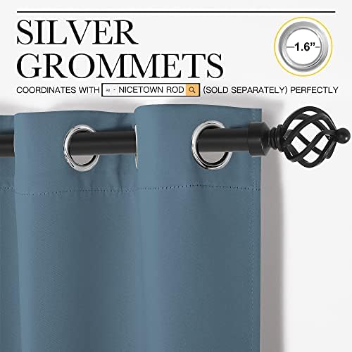 NICETOWN Smoky Blue Blackout Curtains 40 inches Length - Image 2