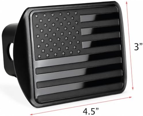 2.5" Black USA Flag Stainless Steel Hitch Cover - Image 5