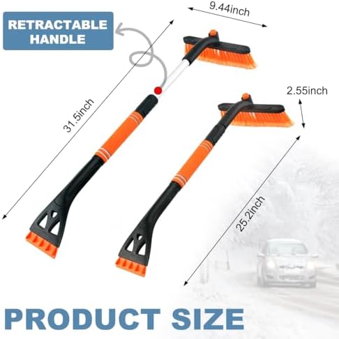 Wevdn Car Snow Brush with Ice Scraper, Detachable Stretchable Snow Scraper with - Image 2